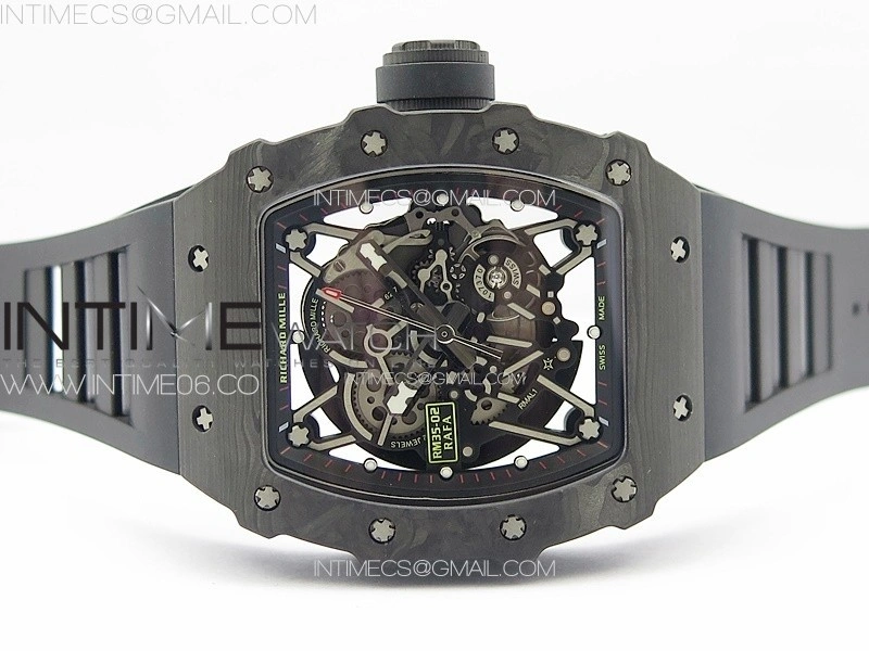 RM035-02 Forged Carbon Case KUF Best Edition Black Crown on Black Rubber Strap MIYOTA8215