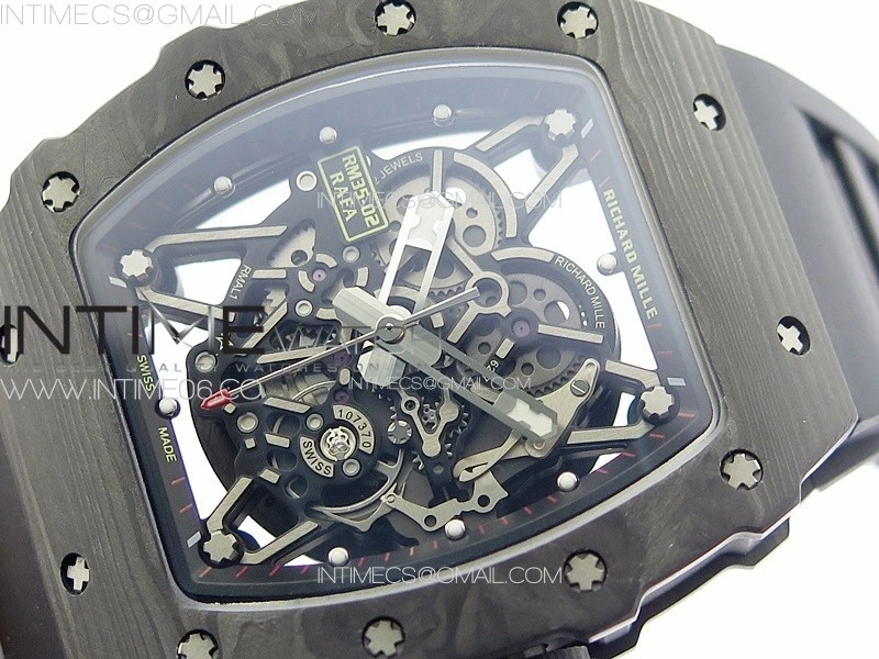 RM035-02 Forged Carbon Case KUF Best Edition Black Crown on Black Rubber Strap MIYOTA8215