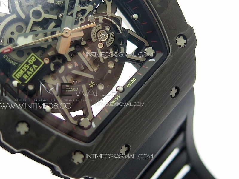 RM035-02 Forged Carbon Case KUF Best Edition Black Crown on Black Rubber Strap MIYOTA8215