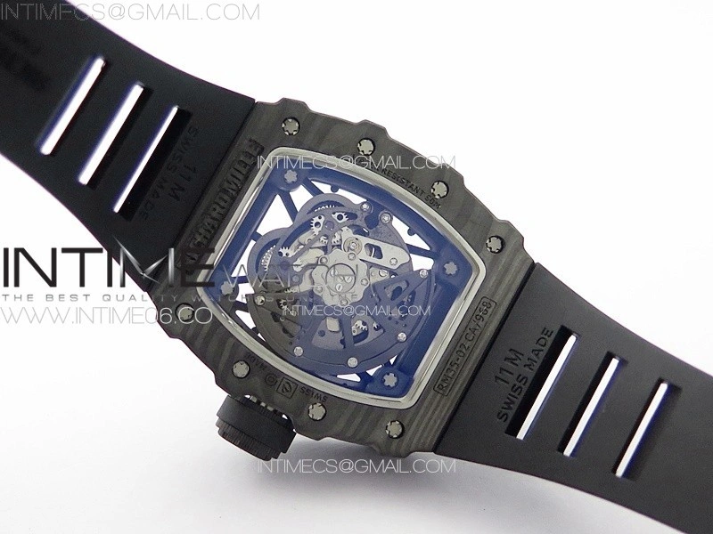 RM035-02 Forged Carbon Case KUF Best Edition Black Crown on Black Rubber Strap MIYOTA8215