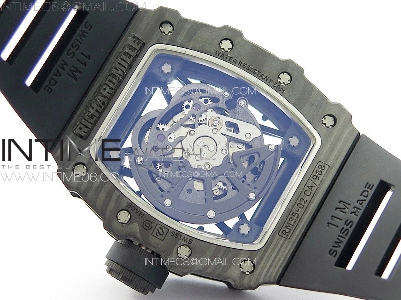 RM035-02 Forged Carbon Case KUF Best Edition Black Crown on Black Rubber Strap MIYOTA8215