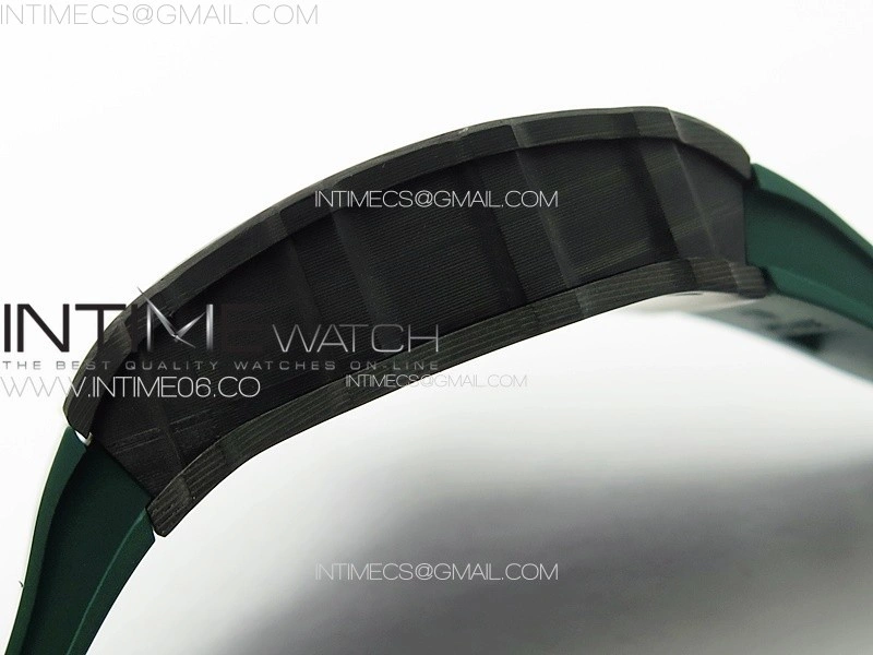 RM035-01 Forged Carbon Case KUF Best Edition Black Crown on Green Rubber Strap MIYOTA8215