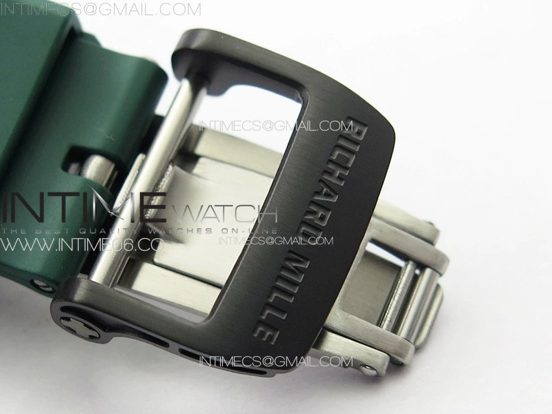 RM035-01 Forged Carbon Case KUF Best Edition Black Crown on Green Rubber Strap MIYOTA8215