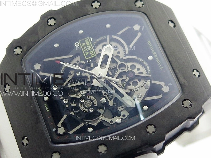 RM035-01 Forged Carbon Case KUF Best Edition White Crown on White Rubber Strap MIYOTA8215