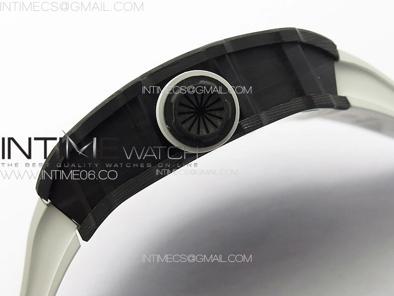 RM035-01 Forged Carbon Case KUF Best Edition White Crown on White Rubber Strap MIYOTA8215