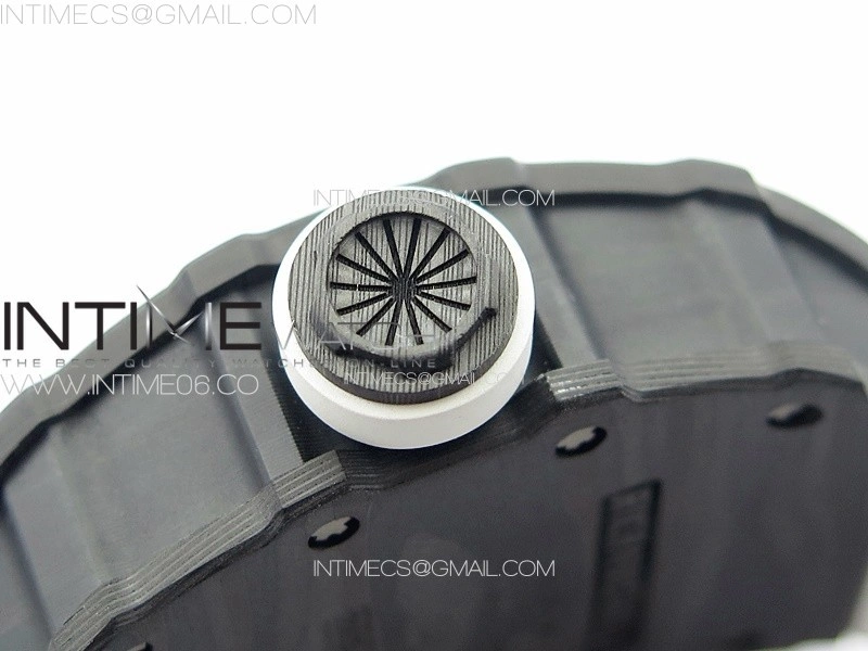 RM035-01 Forged Carbon Case KUF Best Edition White Crown on White Rubber Strap MIYOTA8215