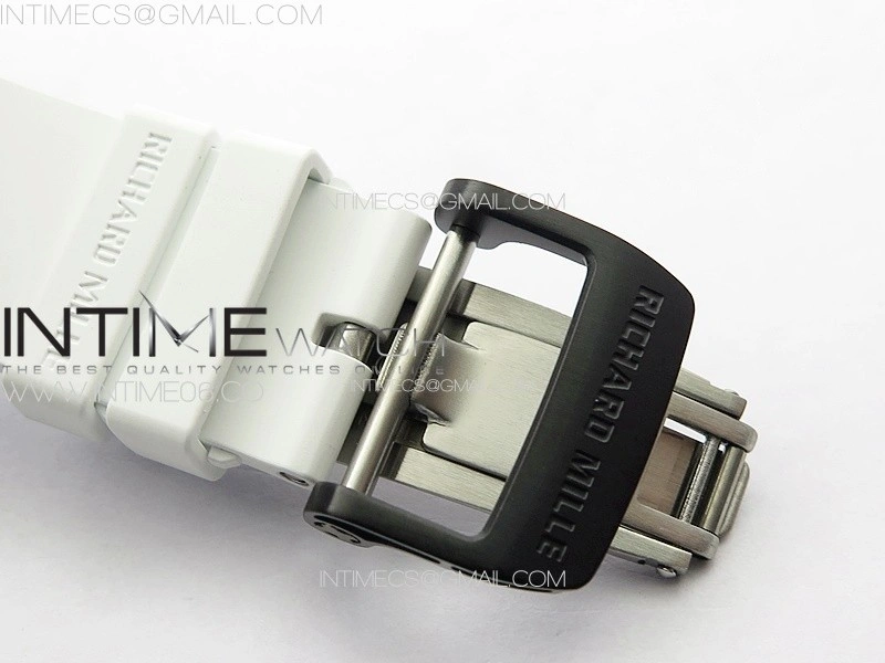RM035-01 Forged Carbon Case KUF Best Edition White Crown on White Rubber Strap MIYOTA8215