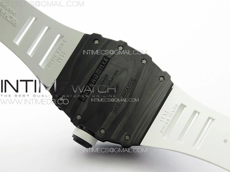 RM035-01 Forged Carbon Case KUF Best Edition White Crown on White Rubber Strap MIYOTA8215