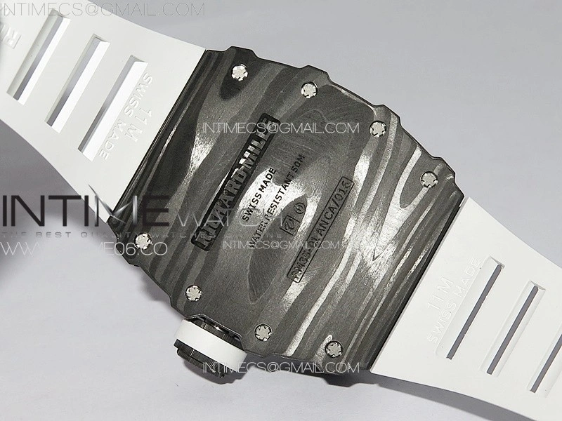 RM035-01 Forged Carbon Case KUF Best Edition White Crown on White Rubber Strap MIYOTA8215