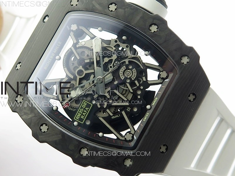 RM035-02 Forged Carbon Case KUF Best Edition White Crown on White Rubber Strap MIYOTA8215
