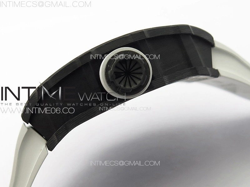 RM035-02 Forged Carbon Case KUF Best Edition White Crown on White Rubber Strap MIYOTA8215
