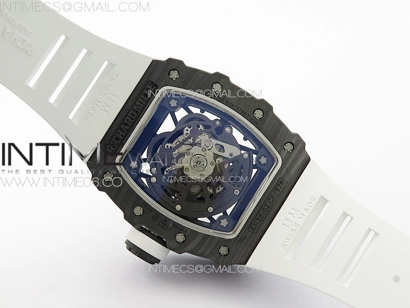RM035-02 Forged Carbon Case KUF Best Edition White Crown on White Rubber Strap MIYOTA8215