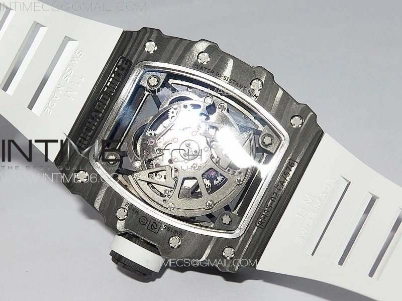 RM035-02 Forged Carbon Case KUF Best Edition White Crown on White Rubber Strap MIYOTA8215