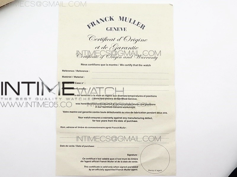 Franck Muller box set with booklet and guarantee paper