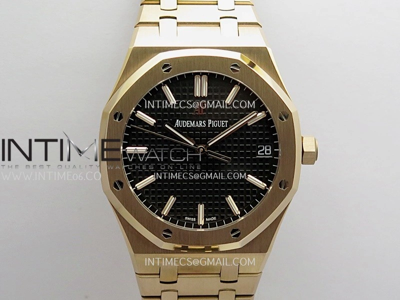 Royal Oak 41mm 15500 RG APSF Free Sprung 1:1 Best Edition Black Textured Dial On RG Bracelet Super Clone A4302