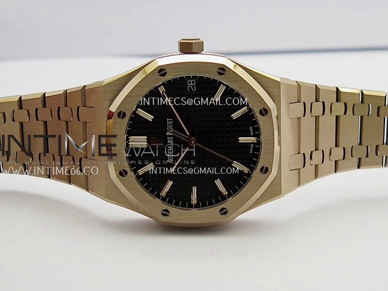 Royal Oak 41mm 15500 RG APSF Free Sprung 1:1 Best Edition Black Textured Dial On RG Bracelet Super Clone A4302