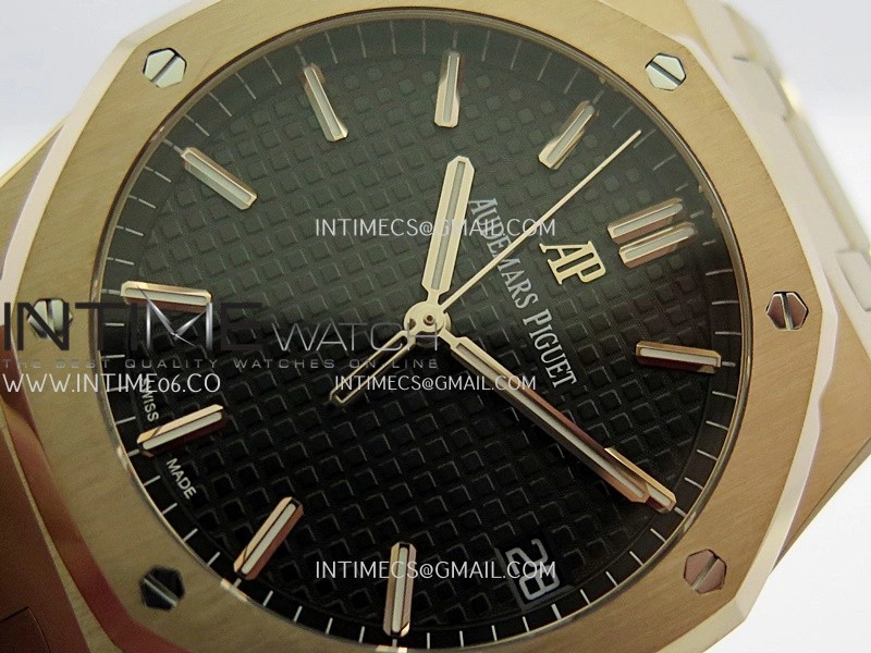 Royal Oak 41mm 15500 RG APSF Free Sprung 1:1 Best Edition Black Textured Dial On RG Bracelet Super Clone A4302