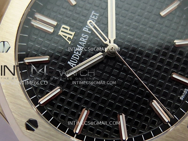 Royal Oak 41mm 15500 RG APSF Free Sprung 1:1 Best Edition Black Textured Dial On RG Bracelet Super Clone A4302