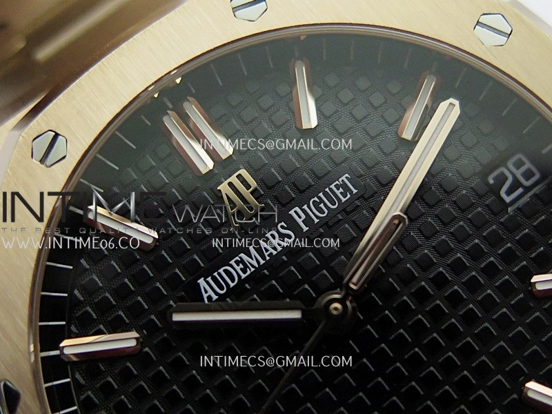 Royal Oak 41mm 15500 RG APSF Free Sprung 1:1 Best Edition Black Textured Dial On RG Bracelet Super Clone A4302