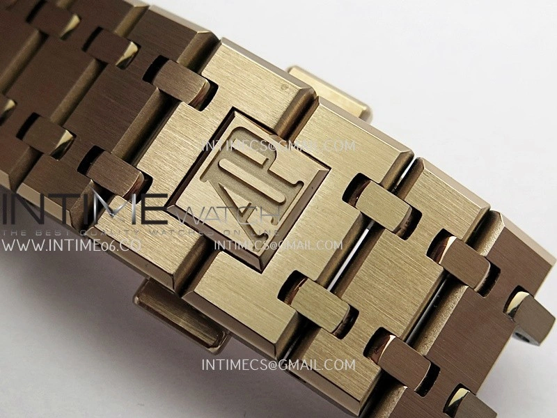 Royal Oak 41mm 15500 RG APSF Free Sprung 1:1 Best Edition Black Textured Dial On RG Bracelet Super Clone A4302