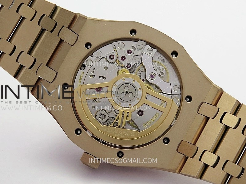 Royal Oak 41mm 15500 RG APSF Free Sprung 1:1 Best Edition Black Textured Dial On RG Bracelet Super Clone A4302