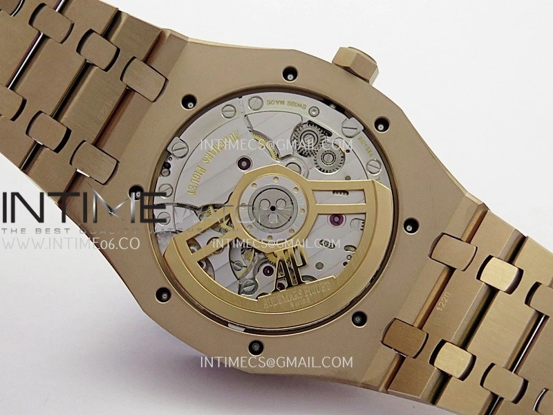 Royal Oak 41mm 15500 RG APSF Free Sprung 1:1 Best Edition Black Textured Dial On RG Bracelet Super Clone A4302