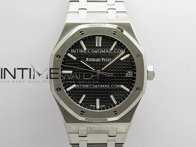 Royal Oak 41mm 15500 SS APSF Free Sprung 1:1 Best Edition Black Textured Dial On SS Bracelet Super Clone A4302