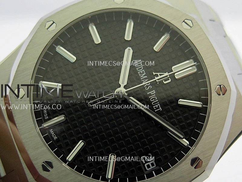 Royal Oak 41mm 15500 SS APSF Free Sprung 1:1 Best Edition Black Textured Dial On SS Bracelet Super Clone A4302