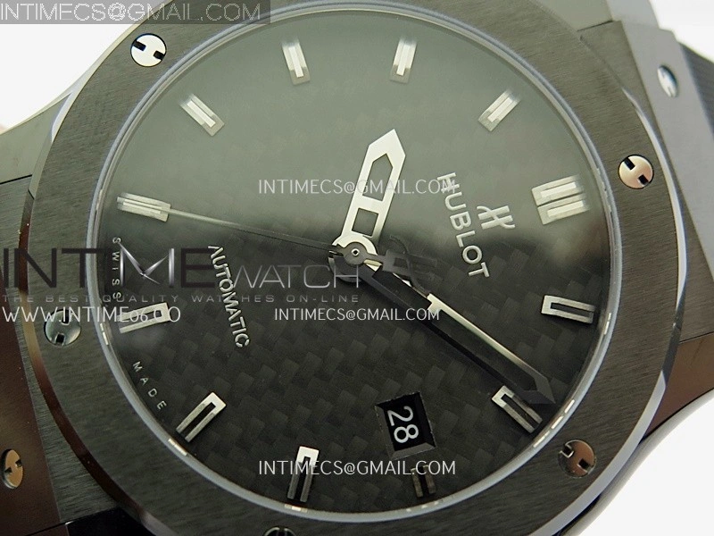 Classic Fusion 42mm Ceramic JJZF 1:1 Best Edition Black Carbon Dial On Black Rubber Strap