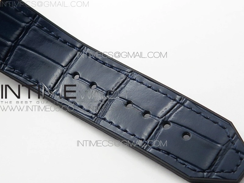 Classic Fusion 42mm RG Paved Diamonds Case Bezel B50F Blue Dial On Blue Gummy Strap A2892