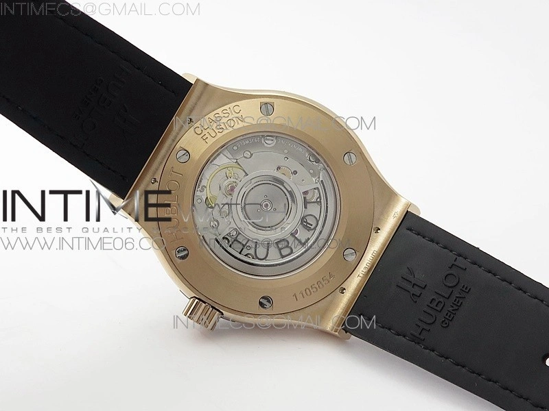 Classic Fusion 42mm RG Paved Diamonds Case Bezel B50F Gray Dial On Gray Gummy Strap A2892
