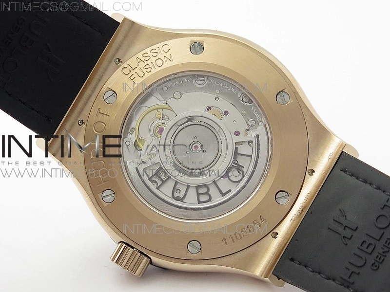 Classic Fusion 42mm RG Paved Diamonds Case Bezel B50F Gray Dial On Gray Gummy Strap A2892