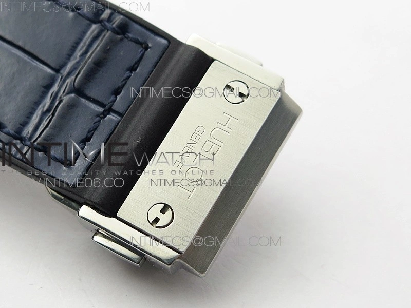 Classic Fusion 42mm SS Paved Diamonds Case Bezel B50F Blue Dial On Blue Gummy Strap A2892