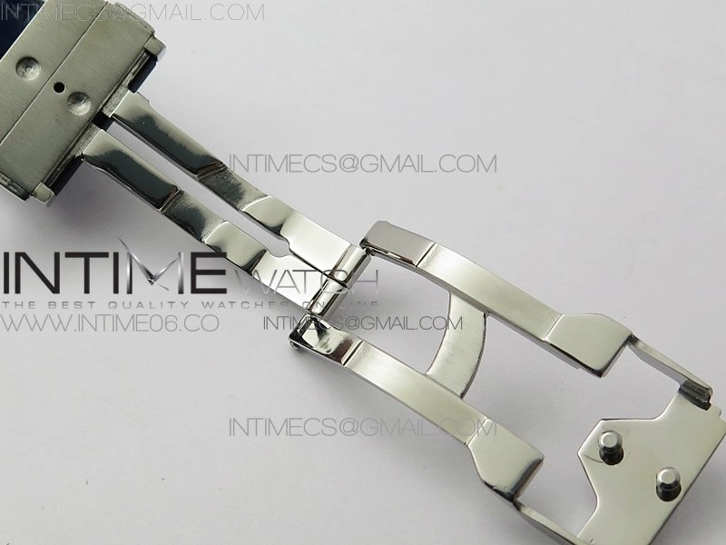 Classic Fusion 42mm SS Paved Diamonds Case Bezel B50F Blue Dial On Blue Gummy Strap A2892