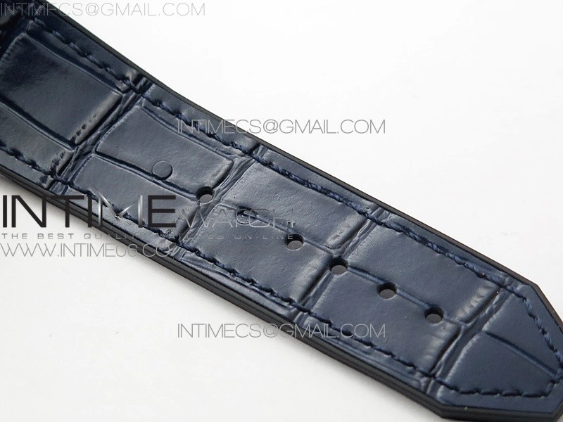 Classic Fusion 42mm SS Paved Diamonds Case Bezel B50F Blue Dial On Blue Gummy Strap A2892