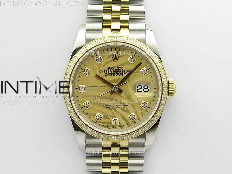 DateJust 36 SS YG 126234 Diamonds Bezel JDF 1:1 Best Edition New YG Dial on Jubilee SS YG Bracelet