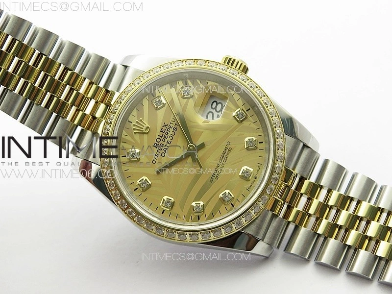 DateJust 36 SS YG 126234 Diamonds Bezel JDF 1:1 Best Edition New YG Dial on Jubilee SS YG Bracelet