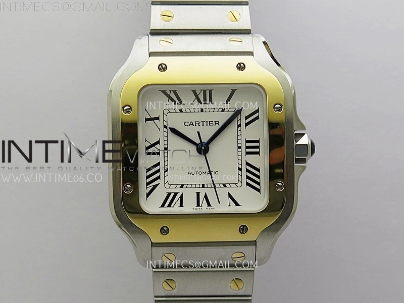 Santos de Cartier 35mm SS YG 2018 BVF 1:1 Best Edition White Dial on SS YG SmartLinks Bracelet MIYOTA 9015 V2