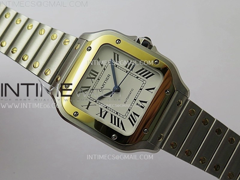 Santos de Cartier 35mm SS YG 2018 BVF 1:1 Best Edition White Dial on SS YG SmartLinks Bracelet MIYOTA 9015 V2