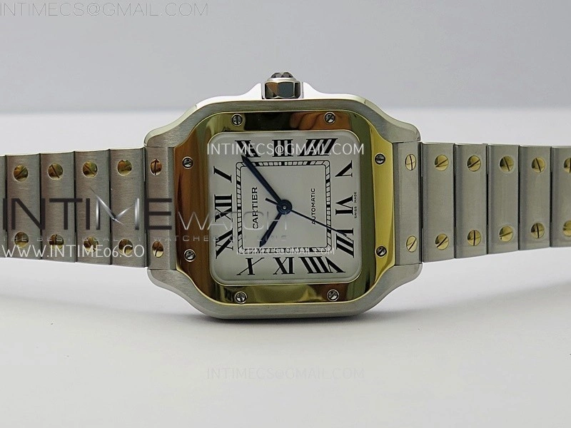 Santos de Cartier 35mm SS YG 2018 BVF 1:1 Best Edition White Dial on SS YG SmartLinks Bracelet MIYOTA 9015 V2