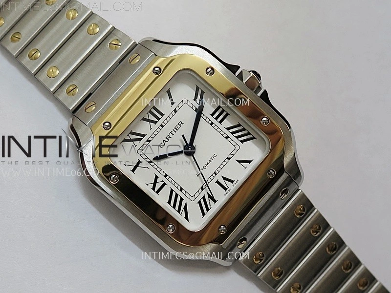 Santos de Cartier 35mm SS YG 2018 BVF 1:1 Best Edition White Dial on SS YG SmartLinks Bracelet MIYOTA 9015 V2