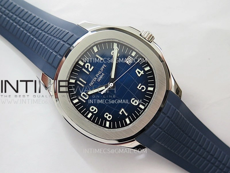 Aquanaut 5168G 42mm SS 3KF 1:1 Best Edition Blue Dial on Blue Rubber Strap A324 Super Clone V2