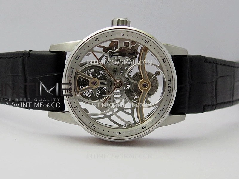 Code 11.59 26600CR SS RG APPF Best Edition Silver Skeleton Dial On Black Leather Strap Asian Tourbillon