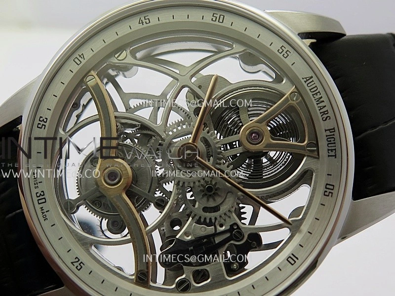 Code 11.59 26600CR SS RG APPF Best Edition Silver Skeleton Dial On Black Leather Strap Asian Tourbillon