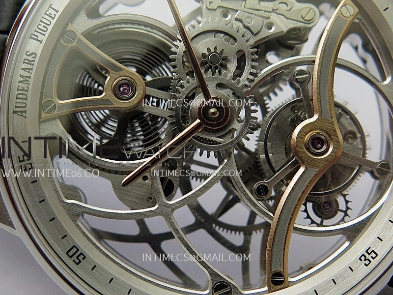 Code 11.59 26600CR SS RG APPF Best Edition Silver Skeleton Dial On Black Leather Strap Asian Tourbillon