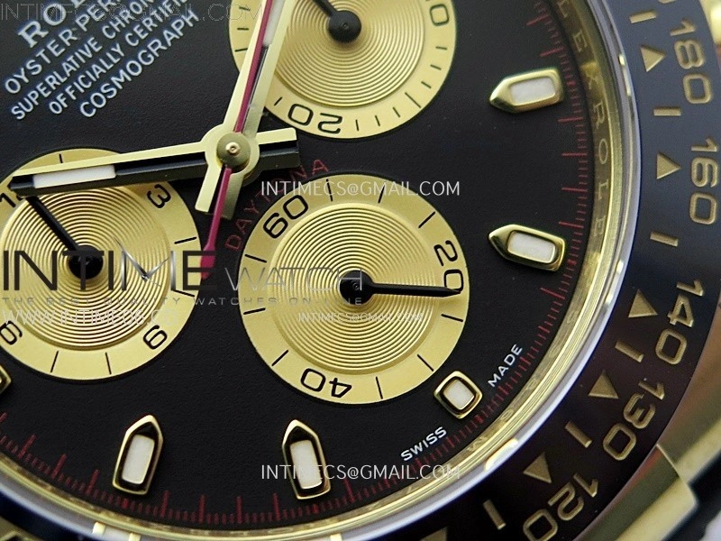 Daytona 116518 YG APSF 1:1 Best Edition Black Dial Gold Subdail on Oysterflex Rubber Strap SH4130