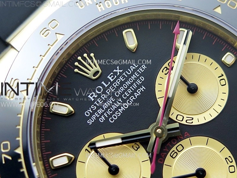 Daytona 116518 YG APSF 1:1 Best Edition Black Dial Gold Subdail on Oysterflex Rubber Strap SH4130