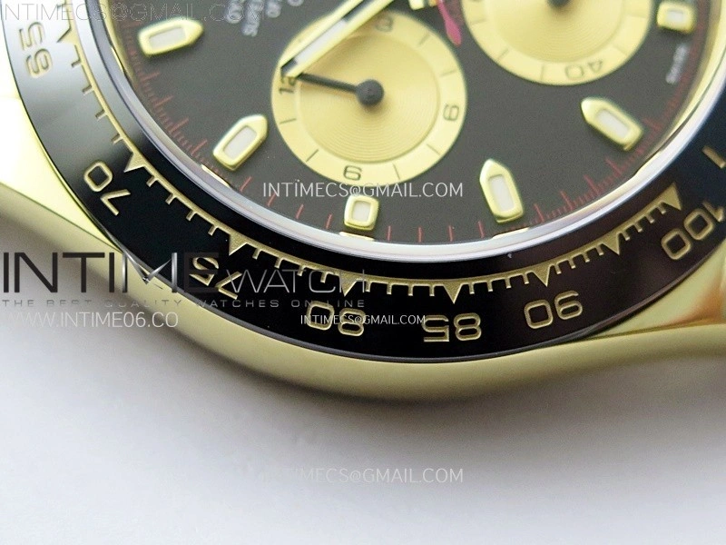 Daytona 116518 YG APSF 1:1 Best Edition Black Dial Gold Subdail on Oysterflex Rubber Strap SH4130