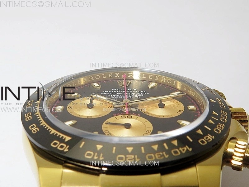 Daytona 116518 YG APSF 1:1 Best Edition Black Dial Gold Subdail on Oysterflex Rubber Strap SH4130