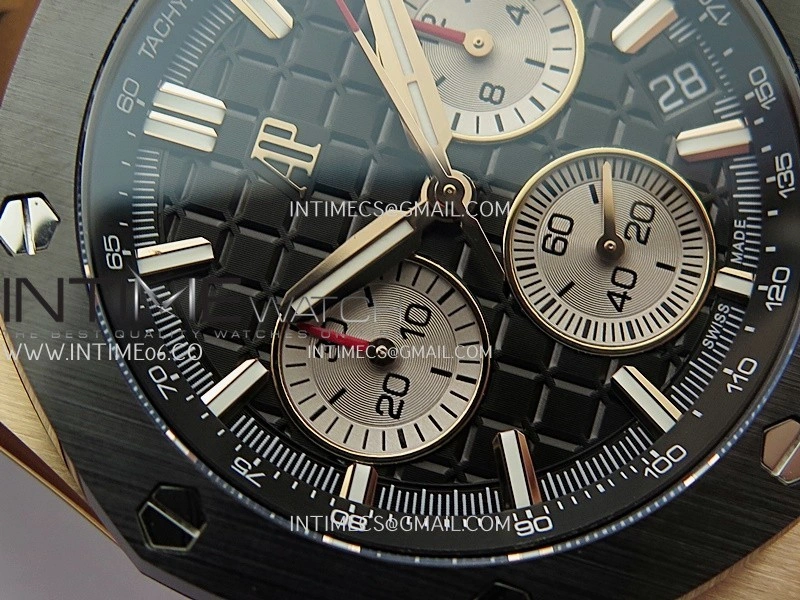 AP ROO 43mm 26420 Ceramic Bezel RG APSF 1:1 Best Edition Black Silver Dial On Black Rubber Strap Super Clone SA4401